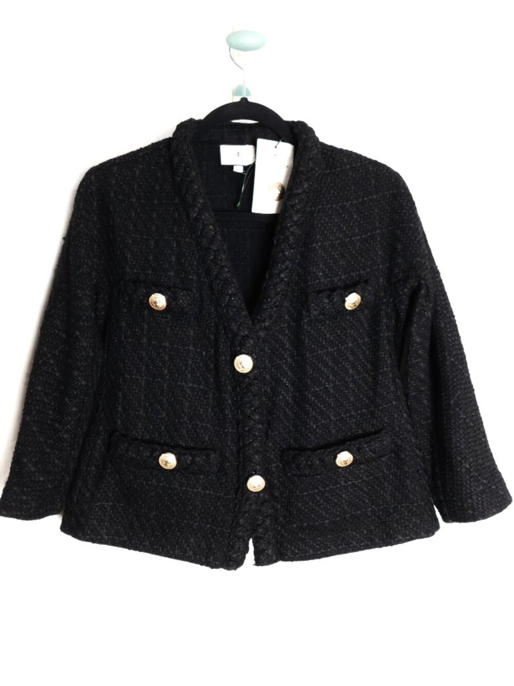 NWT Black Clodagh Tweed Jacket Size Small in Black By Tuckernuck